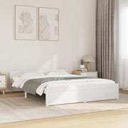 Bedframe massief hout 140x190 cm wit