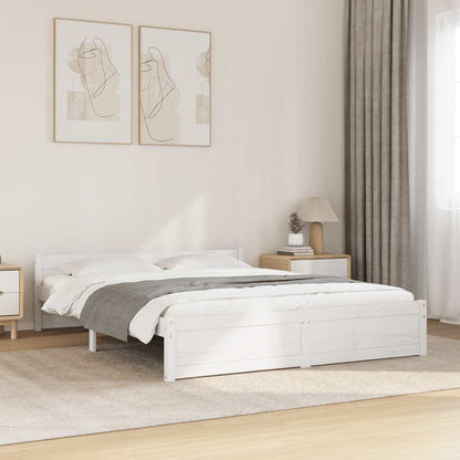 Bedframe Massief Hout 140 x 190 cm Wit