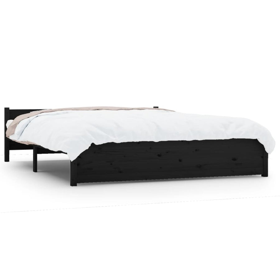 Bedframe Massief Hout Zwart 140X190 Cm