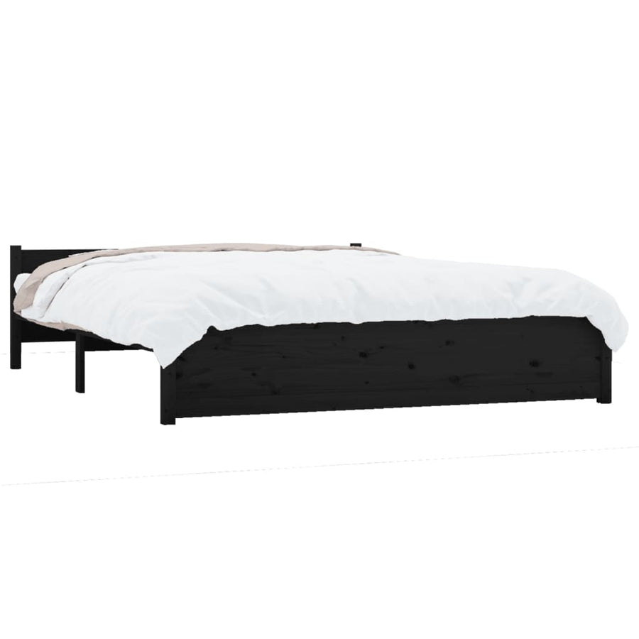 Bedframe Massief Hout Zwart 140X190 Cm