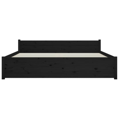 Bedframe Massief Hout Zwart 140X190 Cm