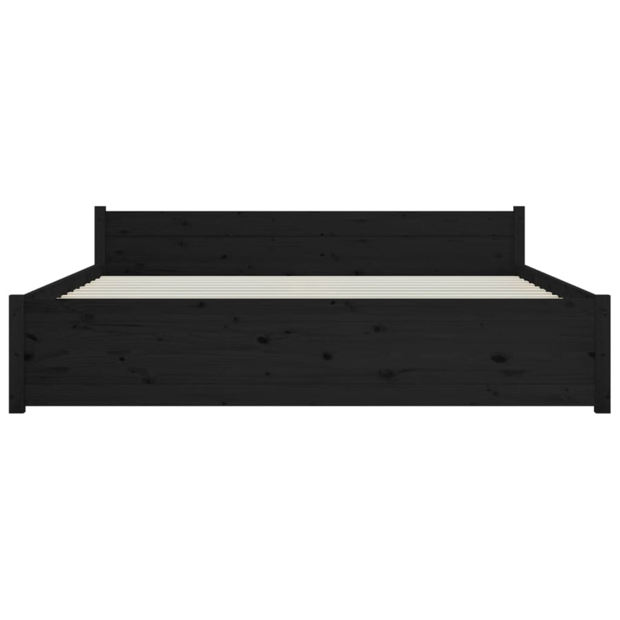 Bedframe Massief Hout Zwart 140X190 Cm