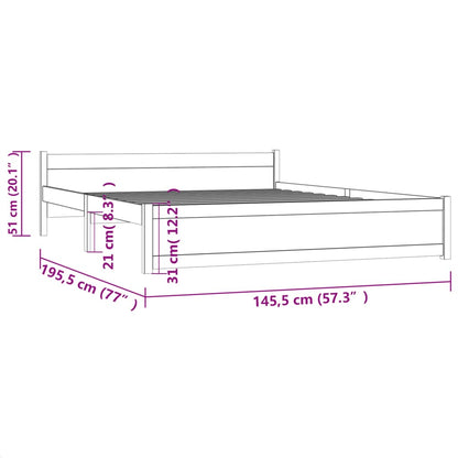 Bedframe Massief Hout Zwart 140X190 Cm
