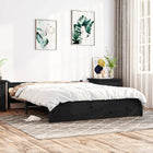 Bedframe massief grenenhout zwart 140x190 cm