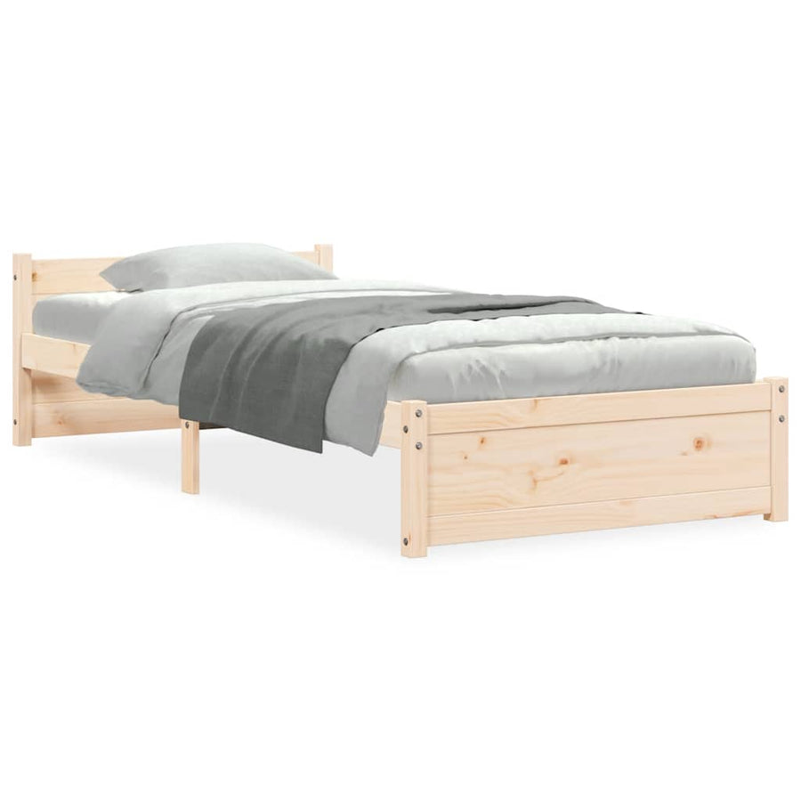Bedframe Massief Hout 90 x 200 cm Naturel