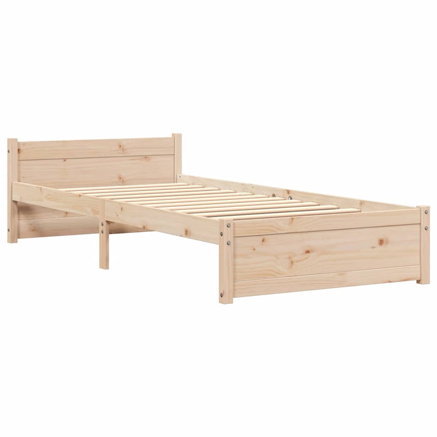 Bedframe Massief Hout 90 x 200 cm Naturel