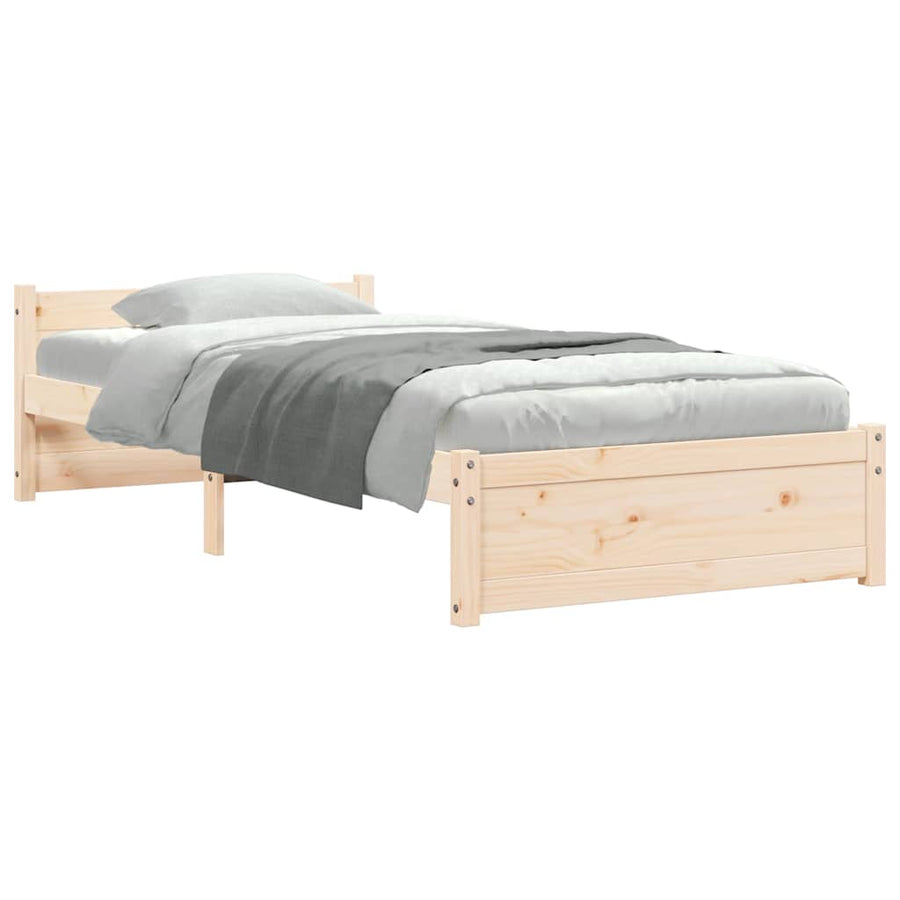 Bedframe Massief Hout 90 x 200 cm Naturel