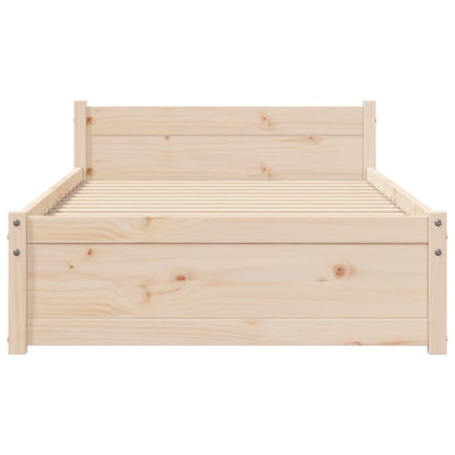 Bedframe Massief Hout 90 x 200 cm Naturel
