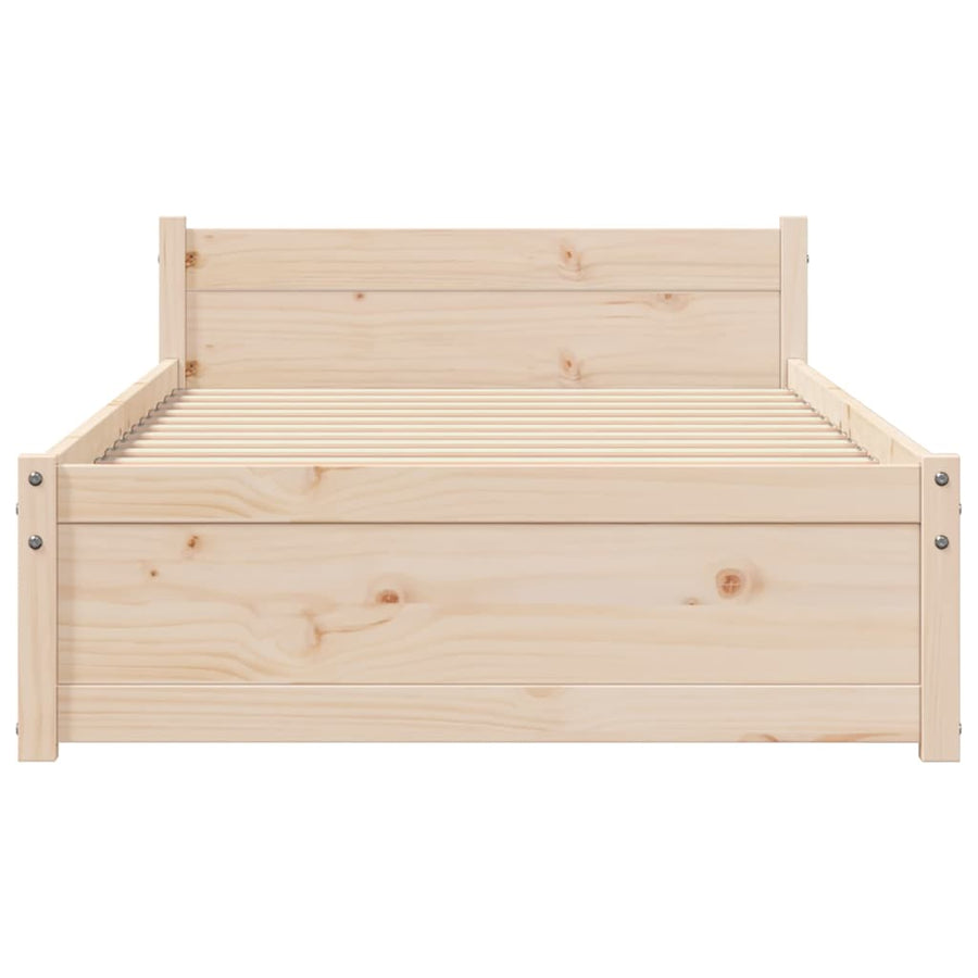 Bedframe Massief Hout 90 x 200 cm Naturel