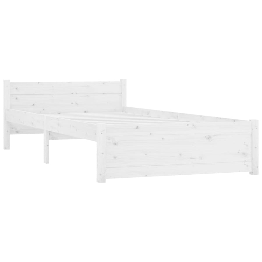 Bedframe Massief Hout Wit 90X200 Cm