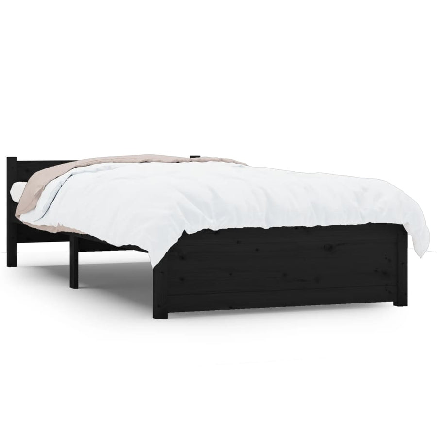 Bedframe Massief Hout Zwart 90X200 Cm