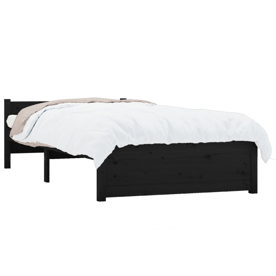 Bedframe Massief Hout Zwart 90X200 Cm
