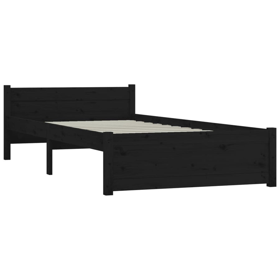 Bedframe Massief Hout Zwart 90X200 Cm