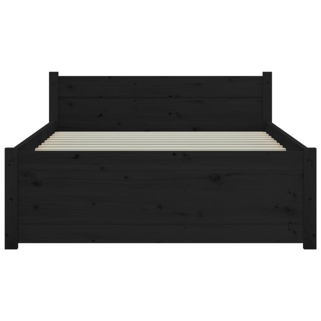 Bedframe Massief Hout Zwart 90X200 Cm