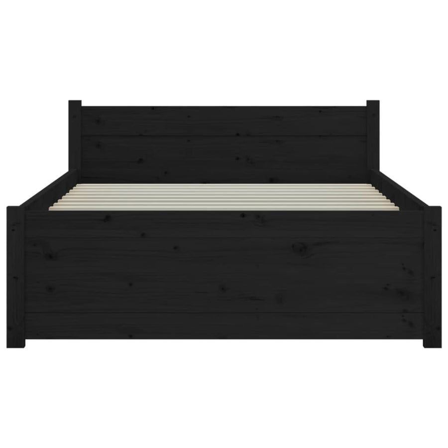 Bedframe Massief Hout Zwart 90X200 Cm