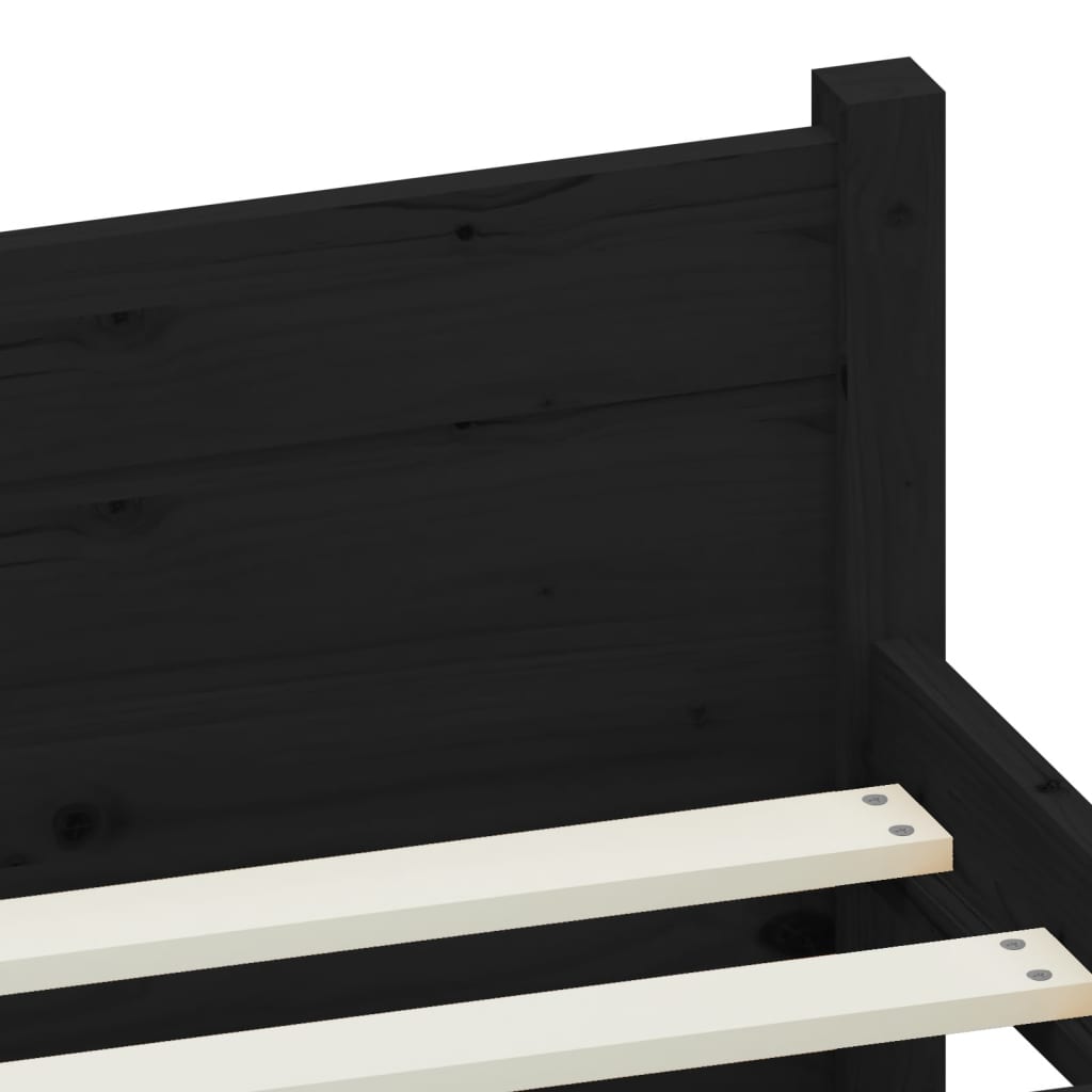 Bedframe Massief Hout Zwart 90X200 Cm