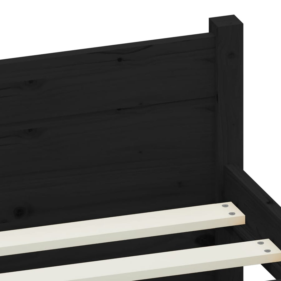 Bedframe Massief Hout Zwart 90X200 Cm