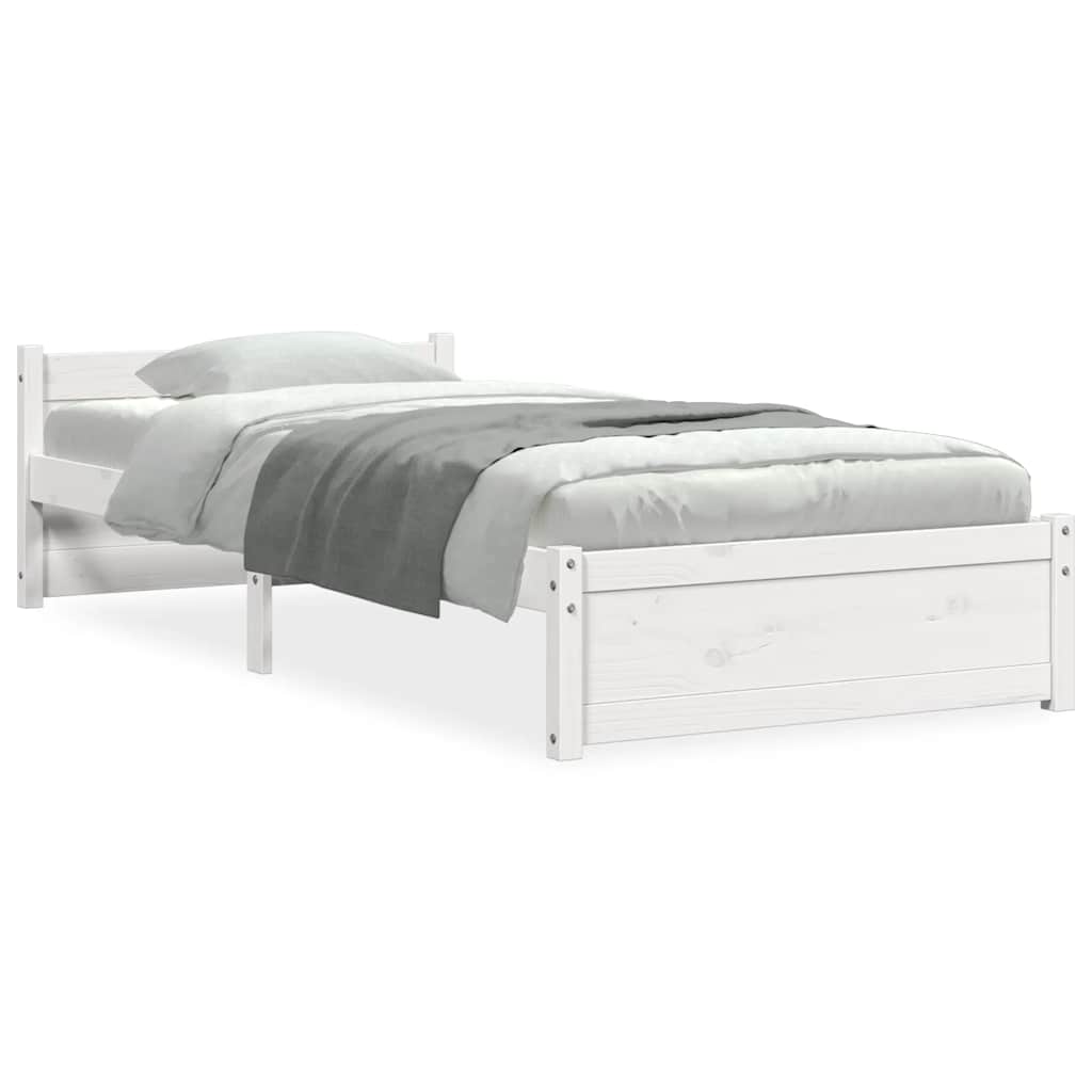 Bedframe massief hout wit 100x200 cm