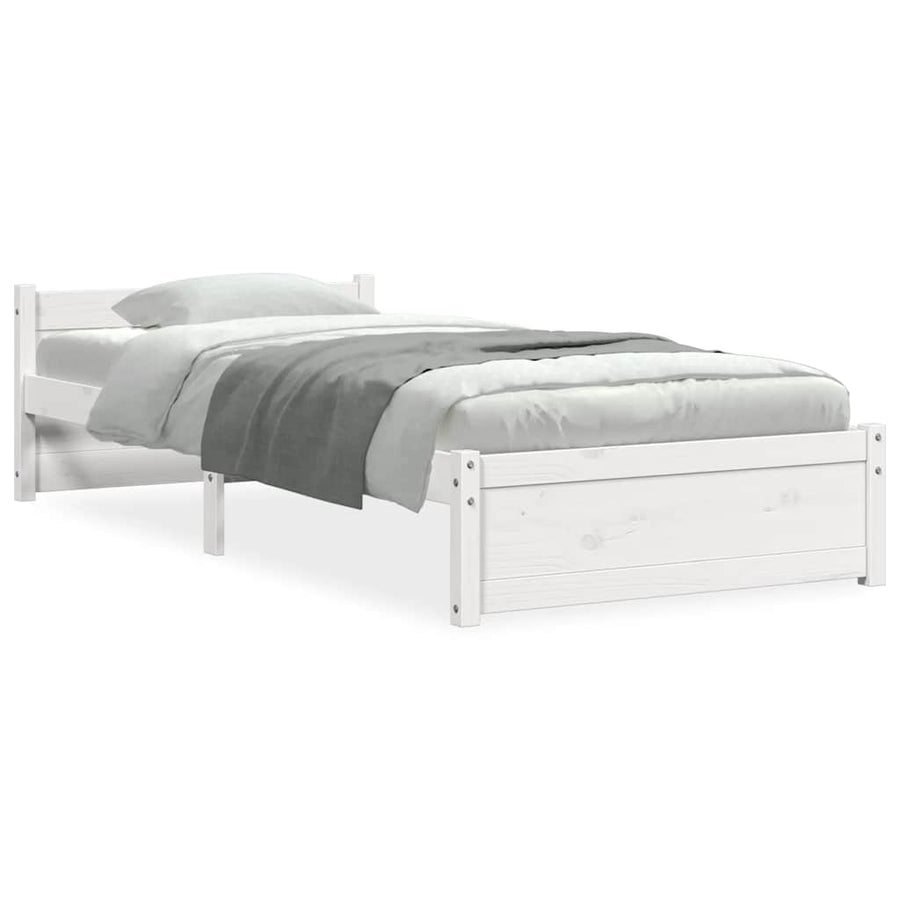 Bedframe massief hout wit 100x200 cm
