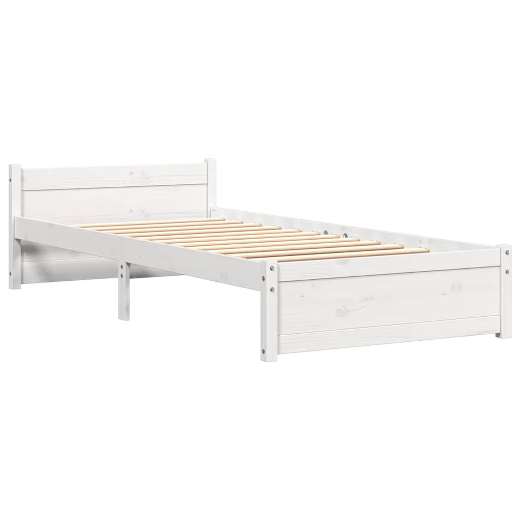 Bedframe massief hout wit 100x200 cm