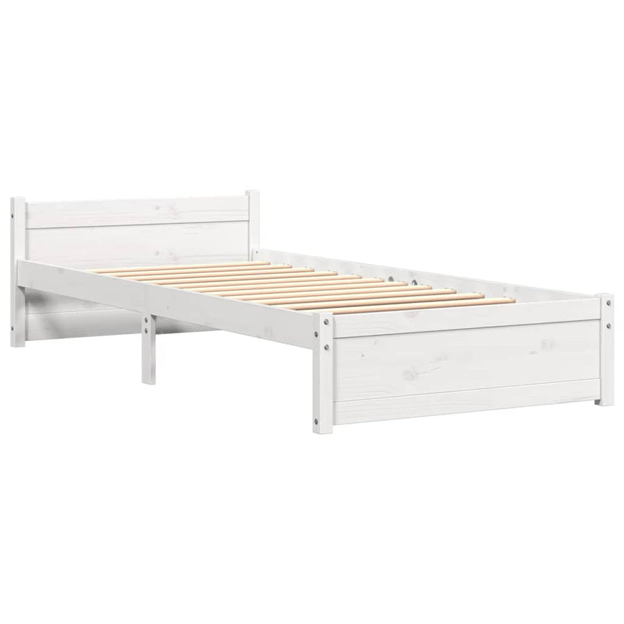 Bedframe massief hout wit 100x200 cm