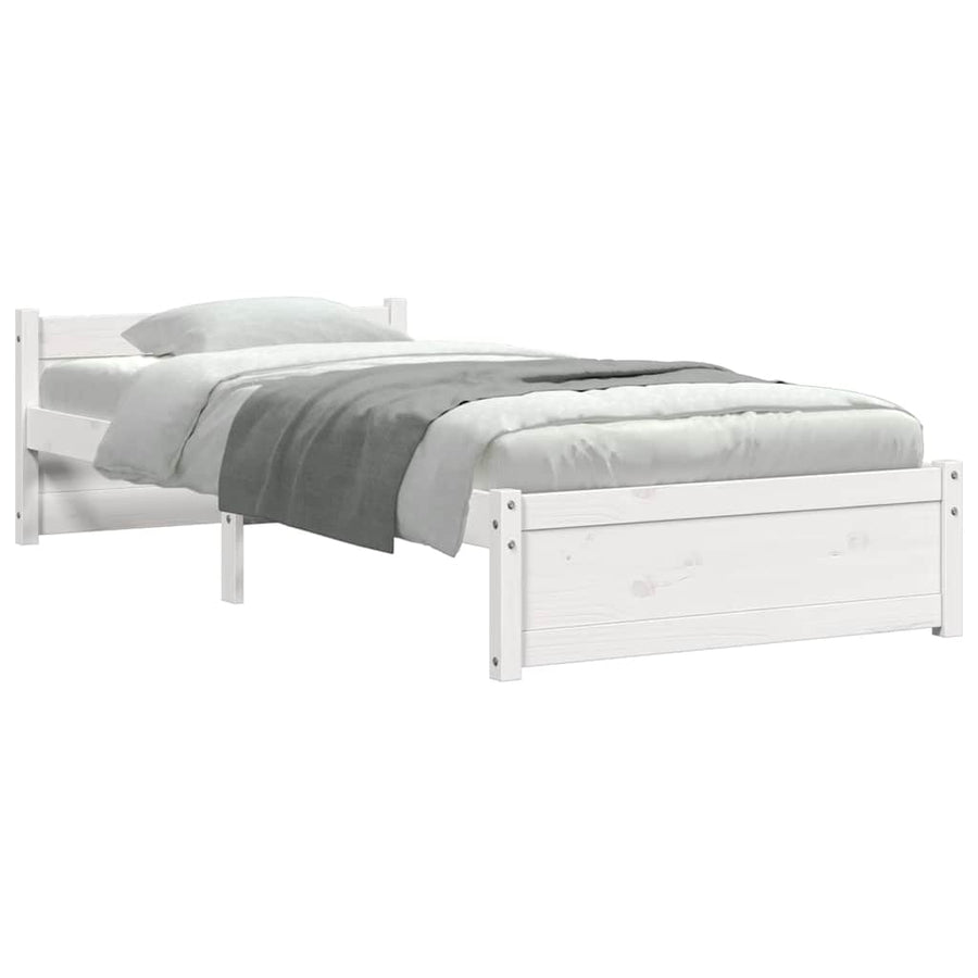 Bedframe massief hout wit 100x200 cm