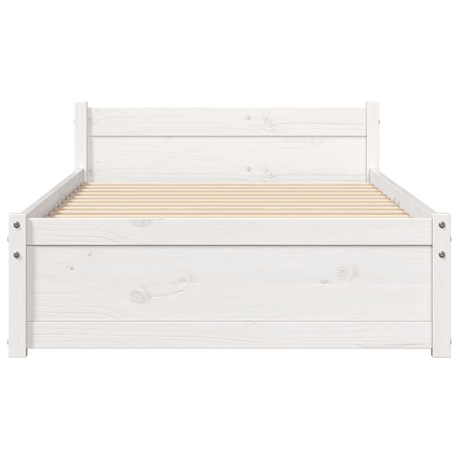 Bedframe massief hout wit 100x200 cm