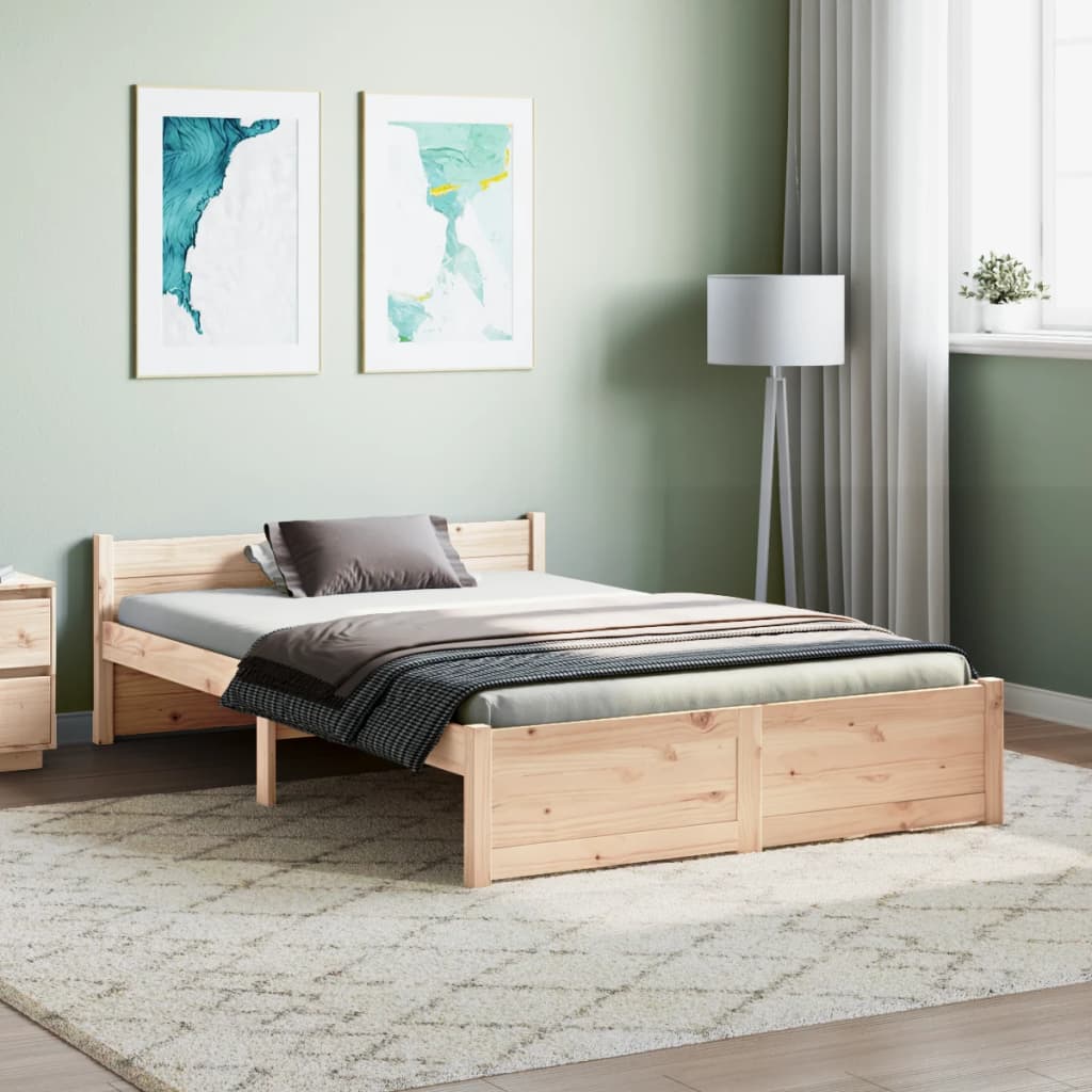Bedframe Massief Hout 120 x 200 cm Naturel