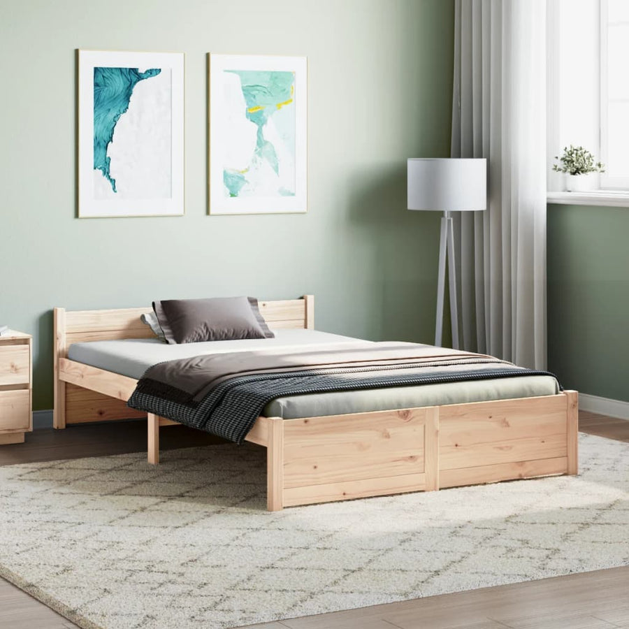 Bedframe Massief Hout 120 x 200 cm Naturel