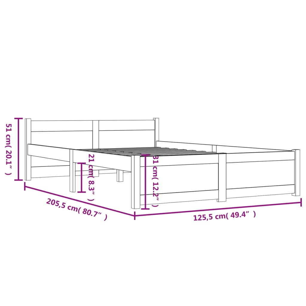 Bedframe Massief Hout 120 x 200 cm Naturel