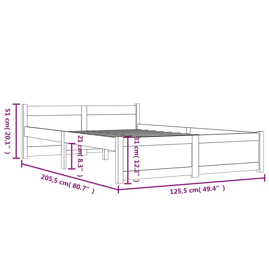 Bedframe Massief Hout 120 x 200 cm Naturel