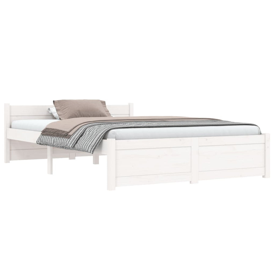 Bedframe Massief Hout 120 x 200 cm Wit