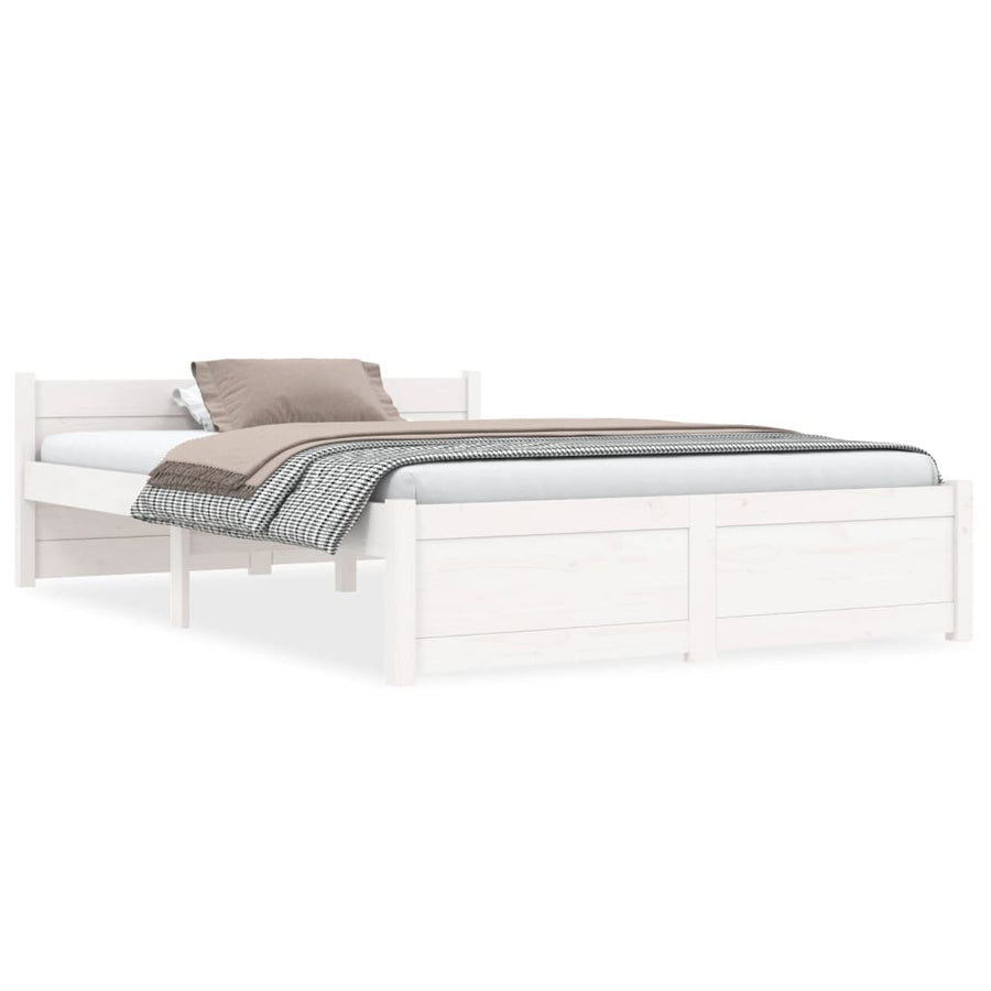 Bedframe Massief Hout 120 x 200 cm Wit