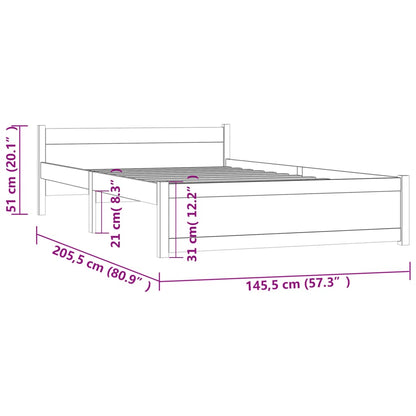 Bedframe Massief Hout 140 x 200 cm Naturel
