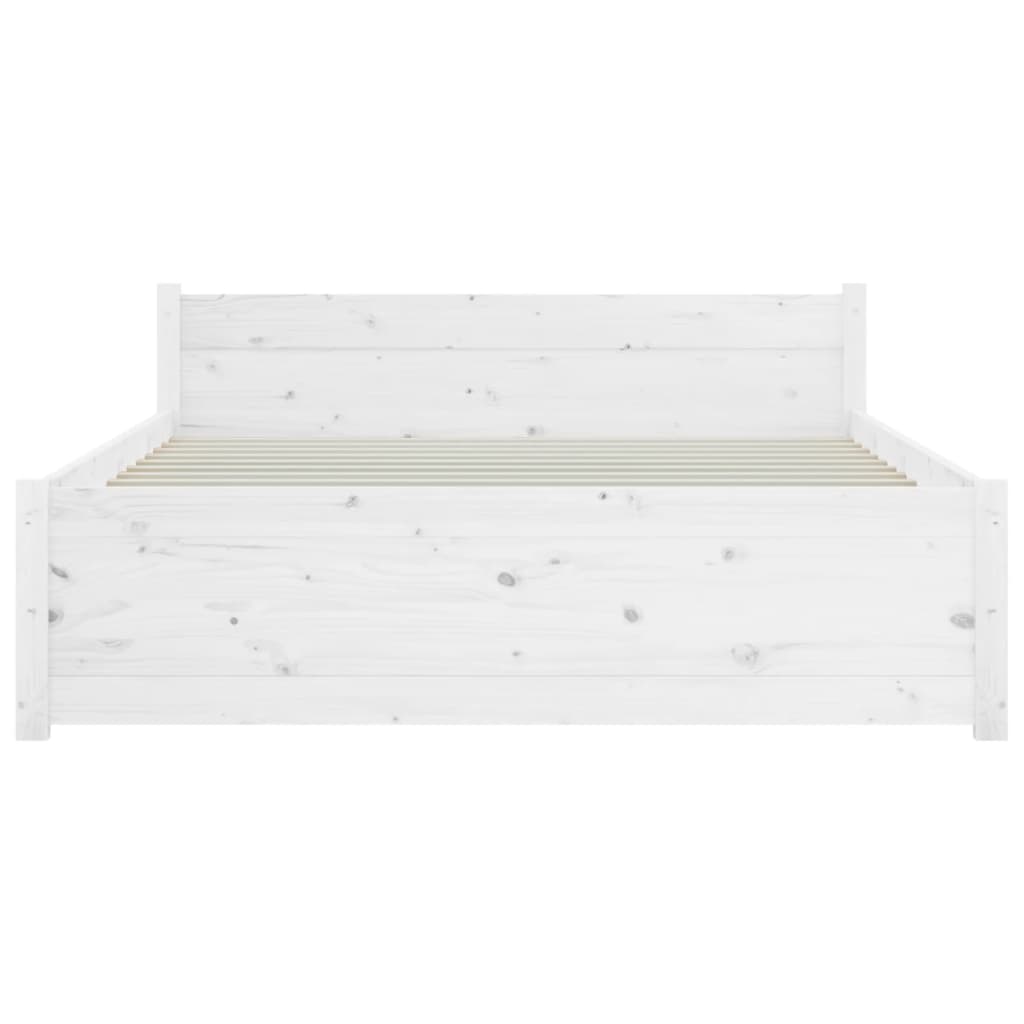 Bedframe Massief Hout 140 x 200 cm Wit