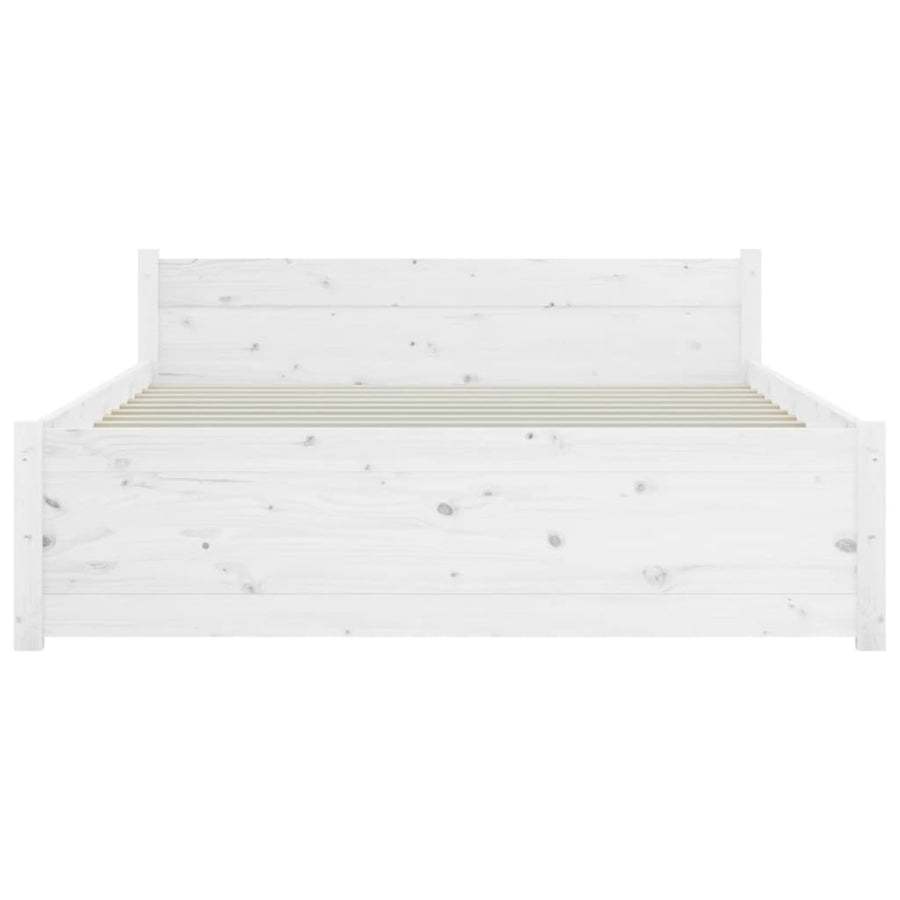Bedframe Massief Hout 140 x 200 cm Wit