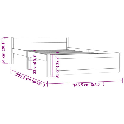 Bedframe Massief Hout 140 x 200 cm Wit