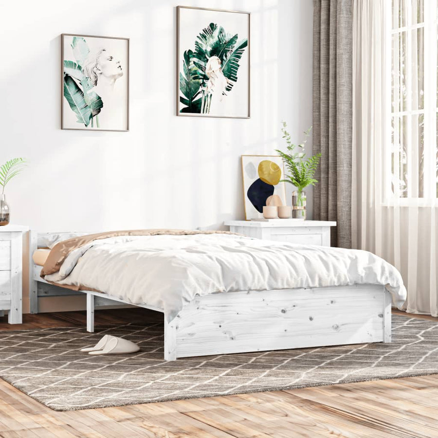 Bedframe Massief Hout 140 x 200 cm Wit