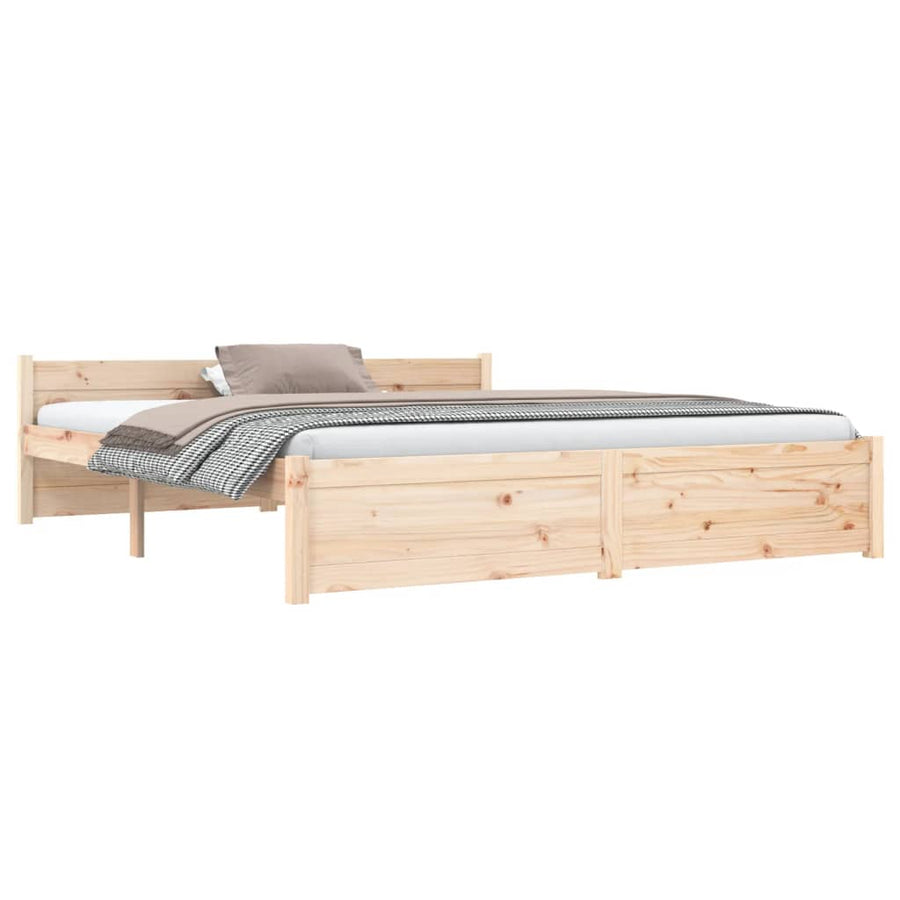 Bedframe Massief Hout King Size 150 x 200 cm Naturel