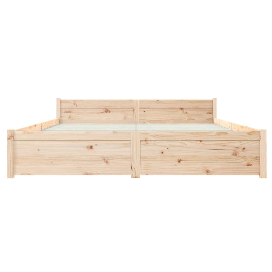 Bedframe Massief Hout King Size 150 x 200 cm Naturel