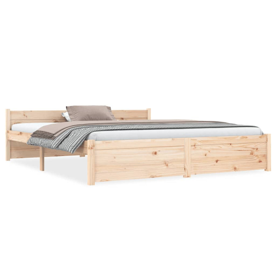 Bedframe Massief Hout King Size 150 x 200 cm Naturel