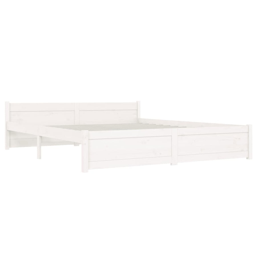 Bedframe Massief Hout King Size 150 x 200 cm Wit