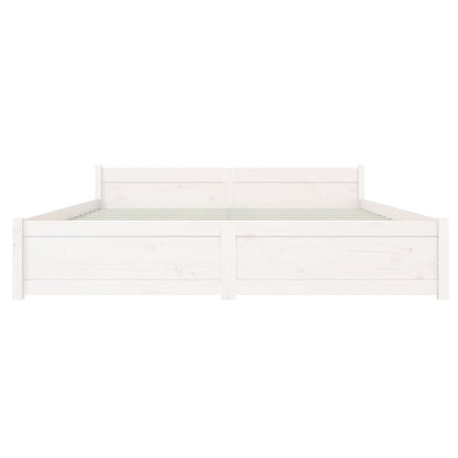 Bedframe Massief Hout King Size 150 x 200 cm Wit