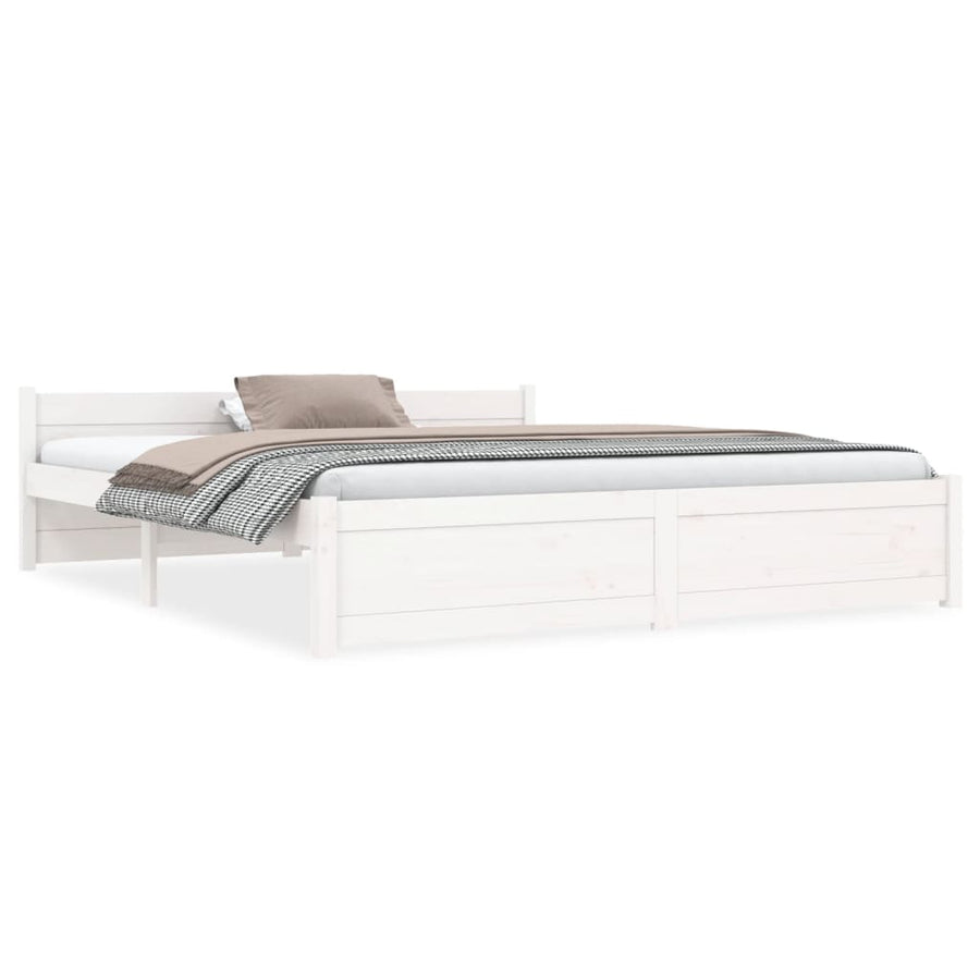 Bedframe Massief Hout King Size 150 x 200 cm Wit
