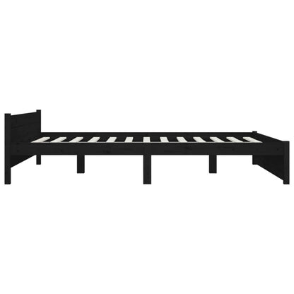 Bedframe Massief Hout Zwart 150X200 Cm 5Ft King Size