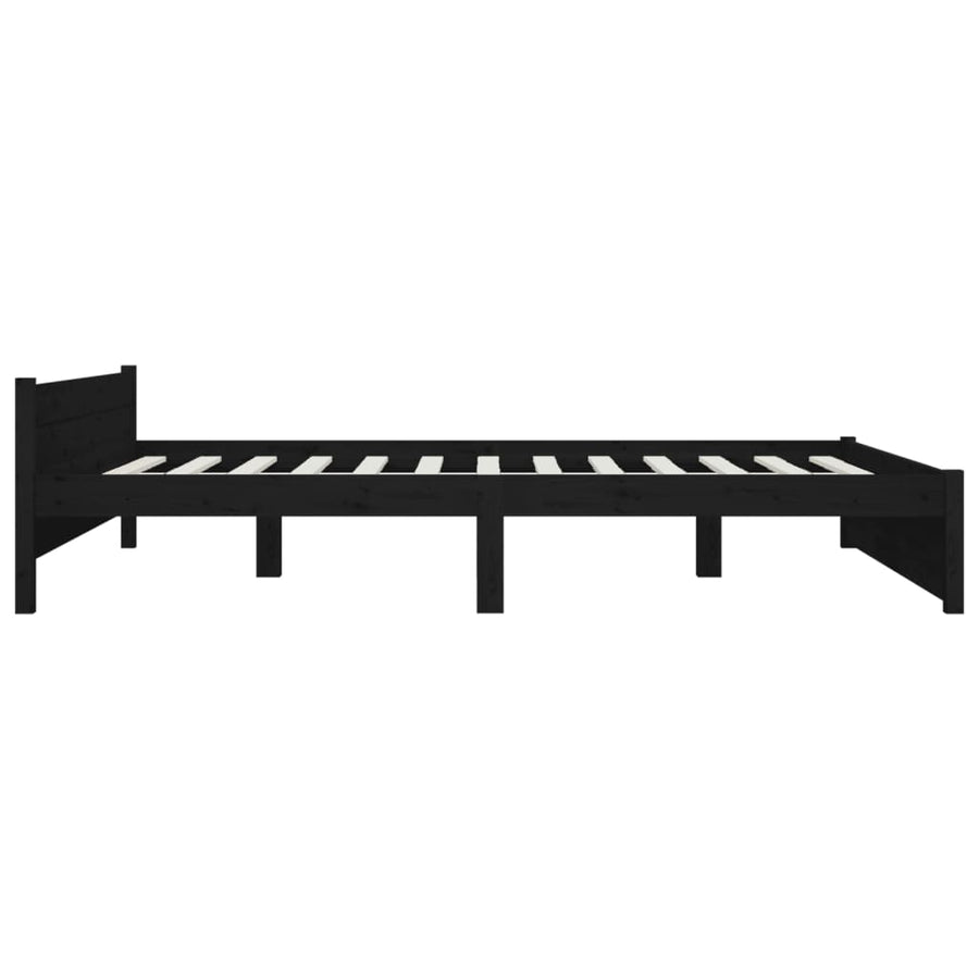 Bedframe Massief Hout Zwart 150X200 Cm 5Ft King Size