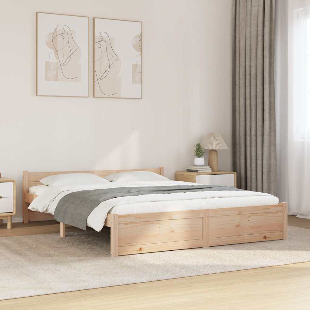 Bedframe Zonder Matras Massief Hout 160X200 Cm Honingbruin