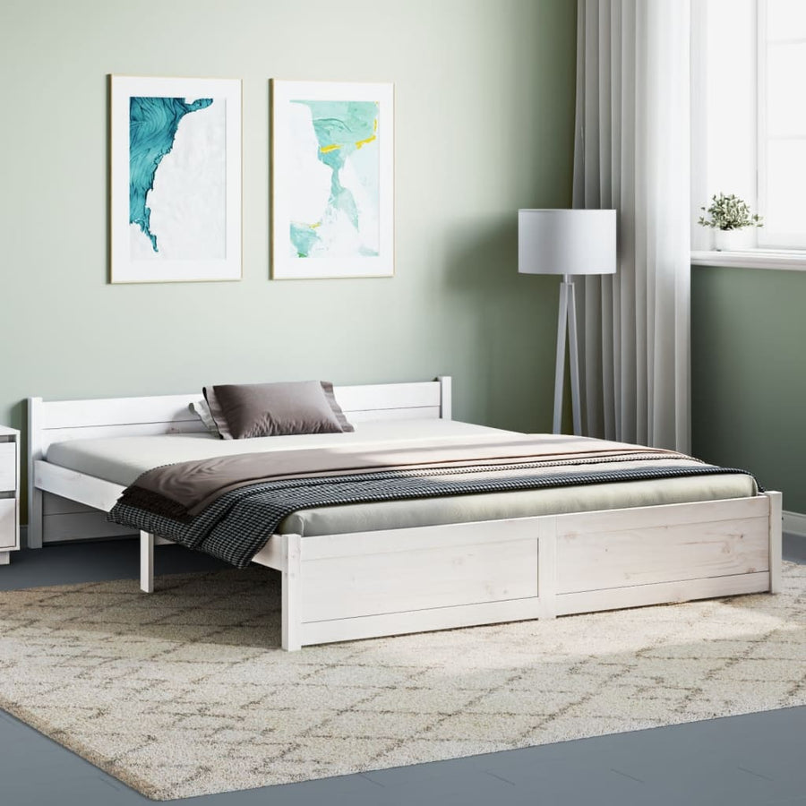 Bedframe Massief Hout 160 x 200 cm Wit