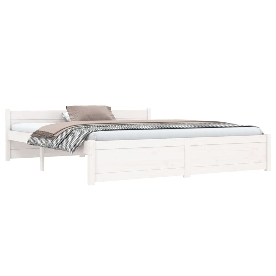 Bedframe Massief Hout 160 x 200 cm Wit