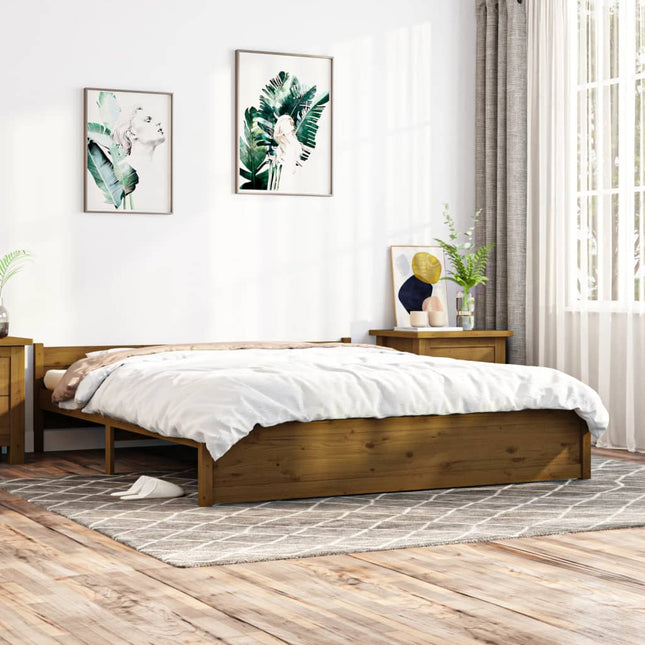 Bedframe Massief Hout Honingbruin 160X200 Cm